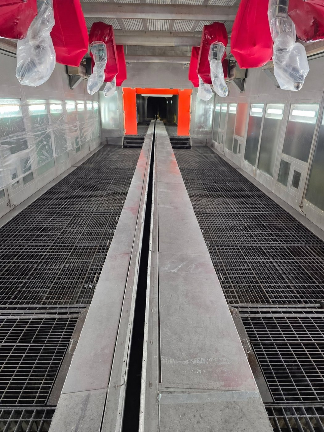 Paint booth exterior cleaning areas